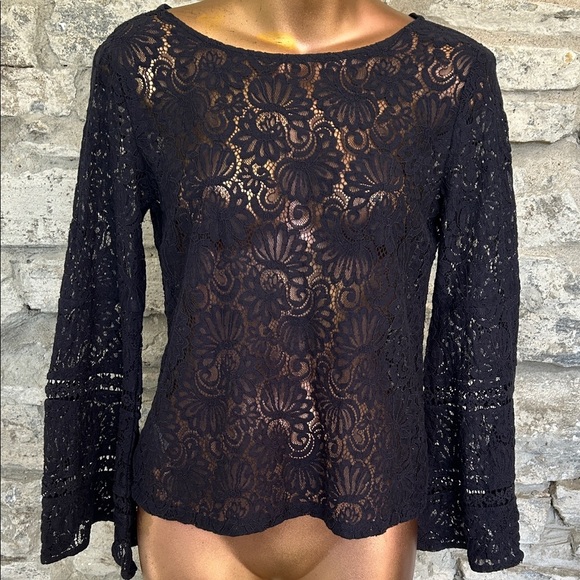 Navy Lace Women's Top - Picture 1 of 8